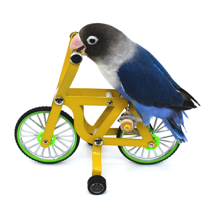 Παιχνίδια εκπαίδευσης Bird Intelligence Yellow Bicycle Toy Parrot Εκπαιδευτικό επιτραπέζιο trick Prop Toys for Parakeet Cockatoo