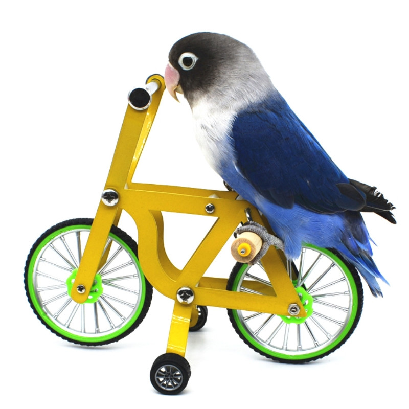 Παιχνίδια εκπαίδευσης Bird Intelligence Yellow Bicycle Toy Parrot Εκπαιδευτικό επιτραπέζιο trick Prop Toys for Parakeet Cockatoo
