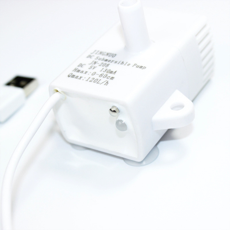 JN-206 Pompă de apă DC/USB 5V 120L/h Mini pompă submersibilă Rezervor de pește Fântână pentru animale de companie Băuturi Lumină LED fără perii Oprire automată