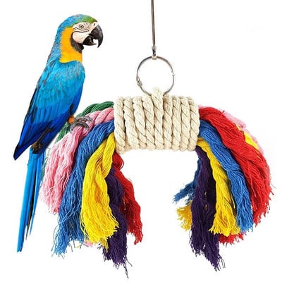 Papūgos kramtomasis žaislas pakabinamas įvairiaspalvis virvelis nuo įkandimo Papūgos narvas Maitinimosi žaislas kramtomas žaislas naminiams paukščiams paukščiams Priedai paukščiams