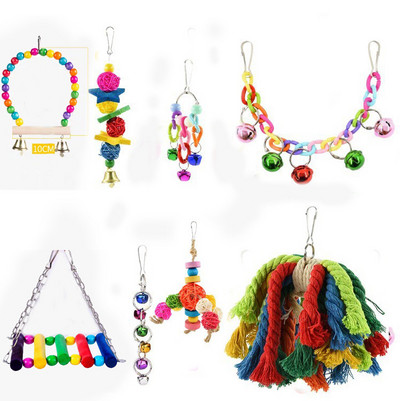 10 buc. Jucării pentru păsări pentru papagal Articole din lemn Set pentru păsări pentru animale de companie Jucării combinate pentru scara de antrenament pentru păsări Jucărie pentru păsări leagăn Minge Clopot în picioare