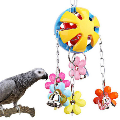 Παπαγάλοι Παιχνίδια πουλιών Αξεσουάρ πουλιών κατοικίδιων ζώων πολύχρωμες χάντρες Κουδούνια Μασήστε παιχνίδια κούνιας για Budgie Parakeet Κλουβί κλουβιών πουλιών Κρεμαστά παιχνίδια