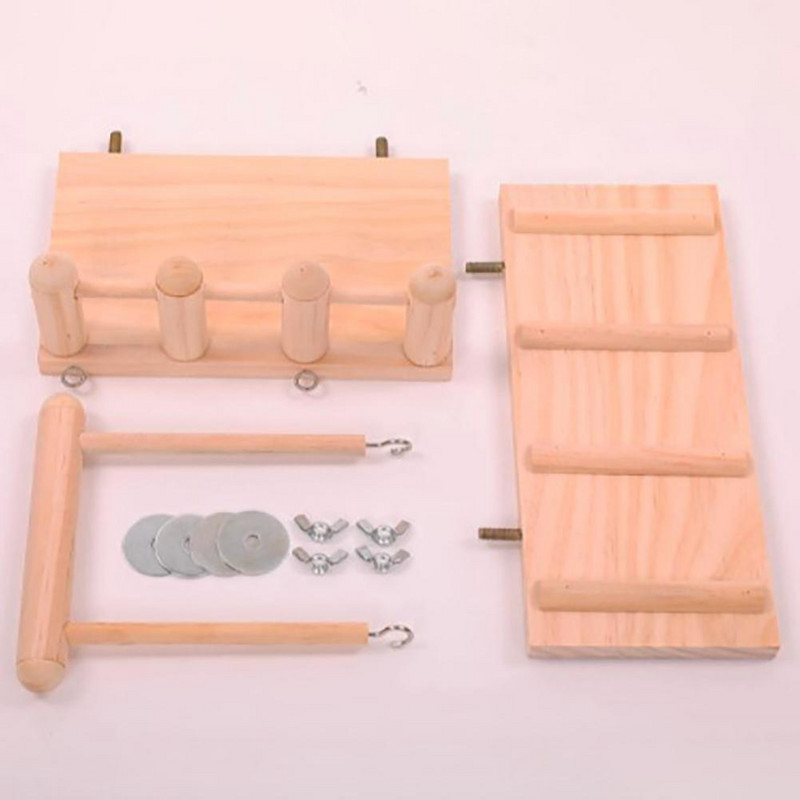 3 buc/set Jucărie din lemn pentru păsări Scară de cățărat Leagăn Tremplin Jucărie din trei piese pentru păsări Hamster Chinchilla