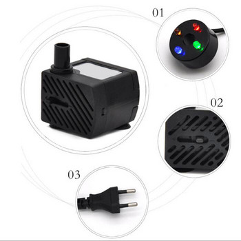 LBER 3W потопяеми водни помпи с 4-LED светлинна помпа Аквариум Фонтан Fish Pond Tank EU Plug