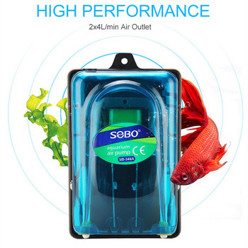 SOBO Аквариум Въздушна помпа Компресор Кислород 220-240V Прозрачно тяло Единични/двойни изходи Висококачествена помпа за аквариум