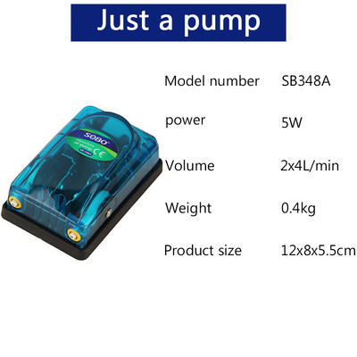 SOBO akvaariumi õhupumba kompressor hapnik 220-240 V läbipaistva korpusega ühe/kahe väljundiga kvaliteetne kalapaagi pump