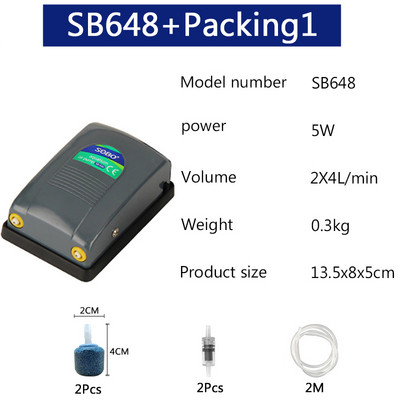 SOBO akvaariumi õhupumba kompressor hapnik 220-240 V läbipaistva korpusega ühe/kahe väljundiga kvaliteetne kalapaagi pump