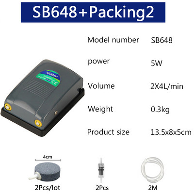 SOBO akvaariumi õhupumba kompressor hapnik 220-240 V läbipaistva korpusega ühe/kahe väljundiga kvaliteetne kalapaagi pump