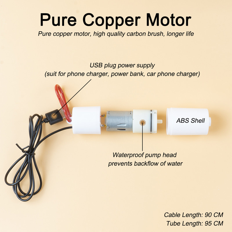 Pompă de aer pentru acvariu USB pentru rezervor de pește/creveți Mini compresor de aer ultra-silențios cu aerator de piatră de oxigen Accesorii pentru acvariu