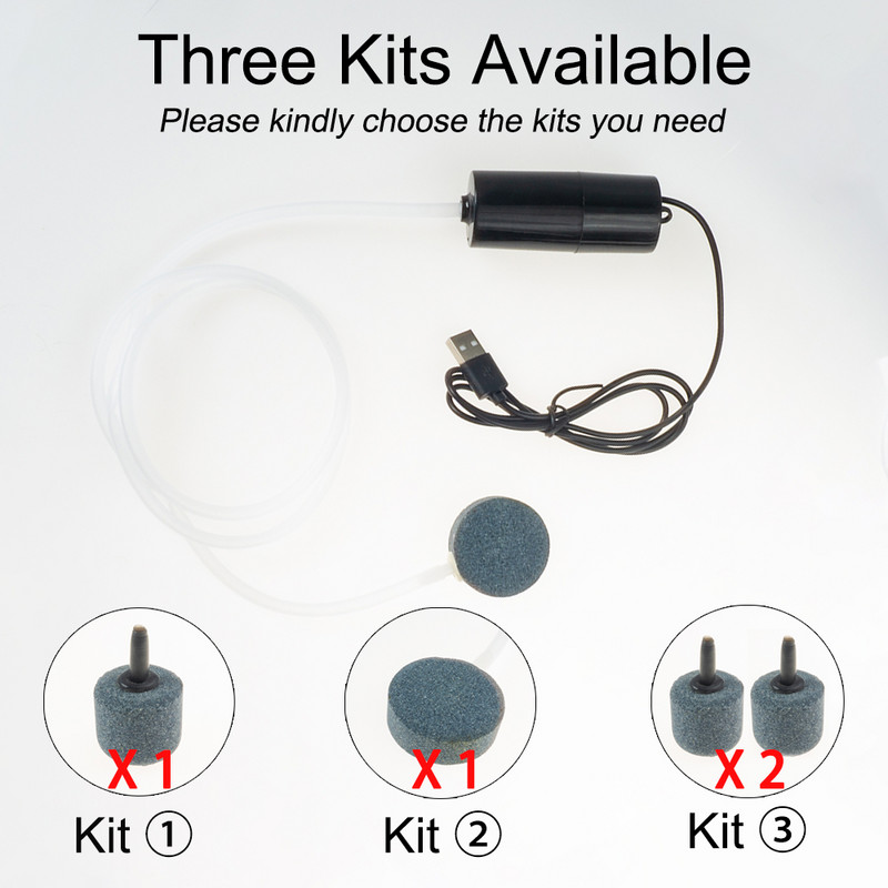 Pompă de aer pentru acvariu USB pentru rezervor de pește/creveți Mini compresor de aer ultra-silențios cu aerator de piatră de oxigen Accesorii pentru acvariu