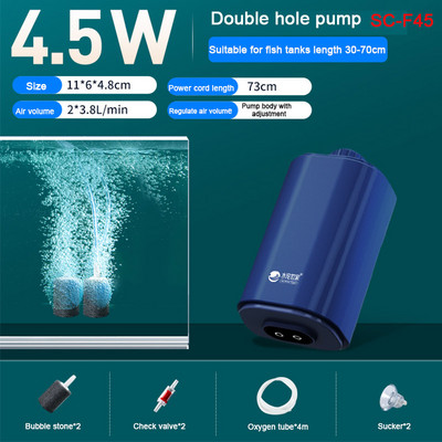 Pompă de aer silențioasă pentru oxigen pentru acvariu cu supapă de reținere Rezervor de pește cu patru ieșiri Oxigenator mare Compresor de aer pentru acvariu Aerator 220v 14w