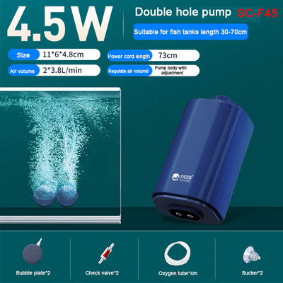 Pompă de aer silențioasă pentru oxigen pentru acvariu cu supapă de reținere Rezervor de pește cu patru ieșiri Oxigenator mare Compresor de aer pentru acvariu Aerator 220v 14w