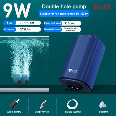 Pompă de aer silențioasă pentru oxigen pentru acvariu cu supapă de reținere Rezervor de pește cu patru ieșiri Oxigenator mare Compresor de aer pentru acvariu Aerator 220v 14w