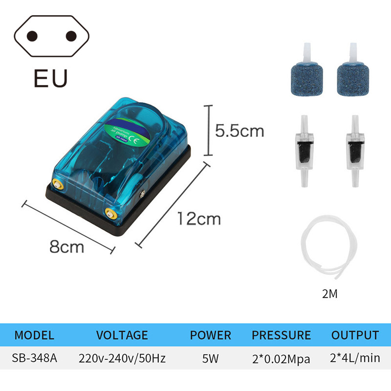 Akvaariumi kalade hapnikuõhupump, ühe-/kahe väljalaskeavaga läbipaistev summuti libisemisvastase jalaga SB-348A SB-248A CLH@8