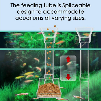 Aquarium Fish Feeder Tube Acrylic Clear Assembled Fish Shrimp Tank Feeding Tube με βεντούζα για υδρόβια ζώα
