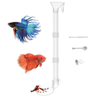 Aquarium Fish Feeder Tube Acrylic Clear Assembled Fish Shrimp Tank Feeding Tube με βεντούζα για υδρόβια ζώα