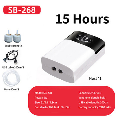 Pompă de oxigen pentru acvariu 5V, evacuare practică, încărcare prin USB, compresor de aer portabil ultra silențios, cu dublu scop, pentru pompa de aer pentru rezervorul de pește