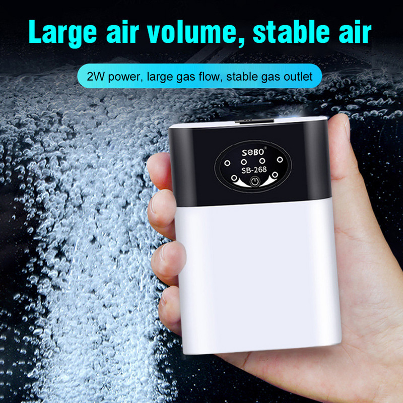 Pompă de oxigen pentru acvariu 5V, evacuare practică, încărcare prin USB, compresor de aer portabil ultra silențios, cu dublu scop, pentru pompa de aer pentru rezervorul de pește