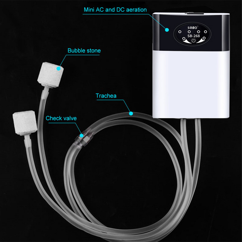 Pompă de oxigen pentru acvariu 5V, evacuare practică, încărcare prin USB, compresor de aer portabil ultra silențios, cu dublu scop, pentru pompa de aer pentru rezervorul de pește