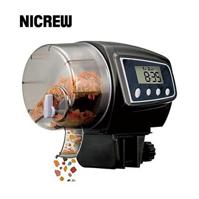 NICREW 100ml Hrănitor automat pentru pești pentru acvariu pentru acvariu cu afișaj digital electronic, fântână cu sincronizare automată, pentru iaz, hrănitor pentru pești