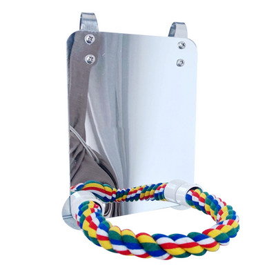Parrot Toy Acrylic Bird Mirror with Rope Perches Toys Bird Swing Comfy Perch for Parakeet Cockatiel Conure Lovebirds Canaries