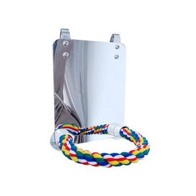 Parrot Toy Acrylic Bird Mirror with Rope Perches Toys Bird Swing Comfy Perch for Parakeet Cockatiel Conure Lovebirds Canaries