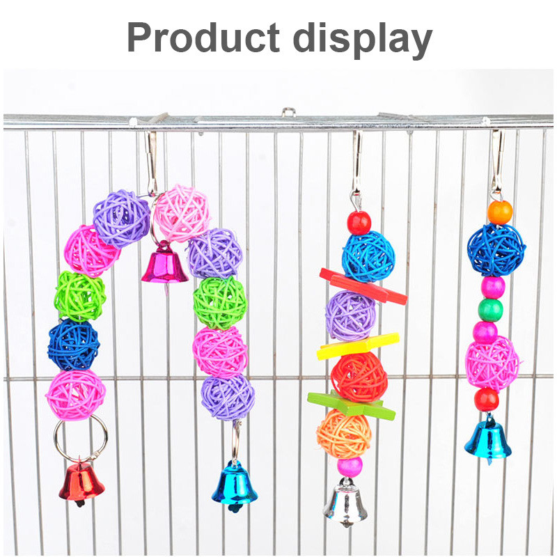 Papagoi rotangist mänguasjad lindude tarvikud rippuvad puurid linnumänguasjad rotangist helmed kellanöörid käsitsi kootud lemmikloomade tarvikud lindude mänguasjade tarvikud