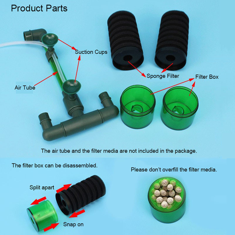 Kahe kasutusega akvaariumi kalapaagi filtrikäsn Biokeemiline puuvillane akvaariumi filtritarvikud koos eemaldatava filtrikarbiga