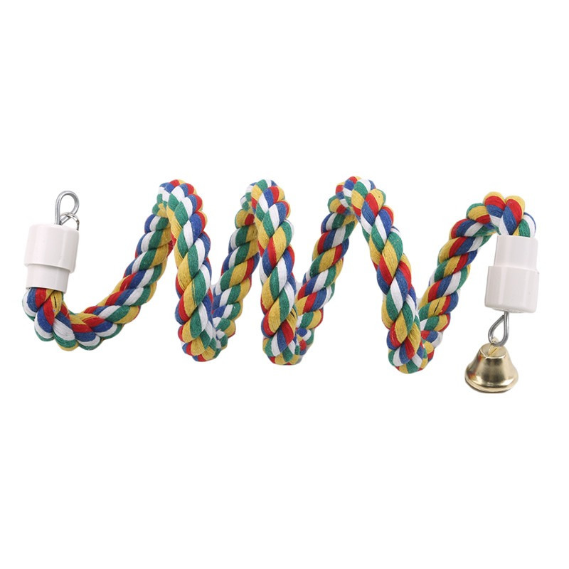 Paukščių ešerių žaislas spiralinis medvilninis virvelis kramtomasis baras Papūga sūpynės laipiojimo stovintys žaislai su varpeliu paukščių reikmenys papūgoms laipiojimo žaislai