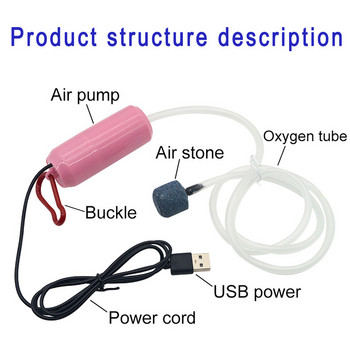 Преносим мини USB кислородна помпа за аквариум аератор за аквариум малък аератор Аксесоари за аквариум DC5v Единичен въздушен камък