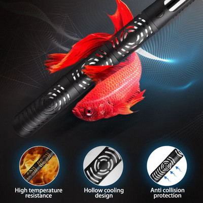 Jaunākais 50 W/100 W/200 W/300 W/500 W nerūsējošā tērauda regulējams akvārija sildītājs, iegremdējams termostats, 220–240 V zivju tvertne