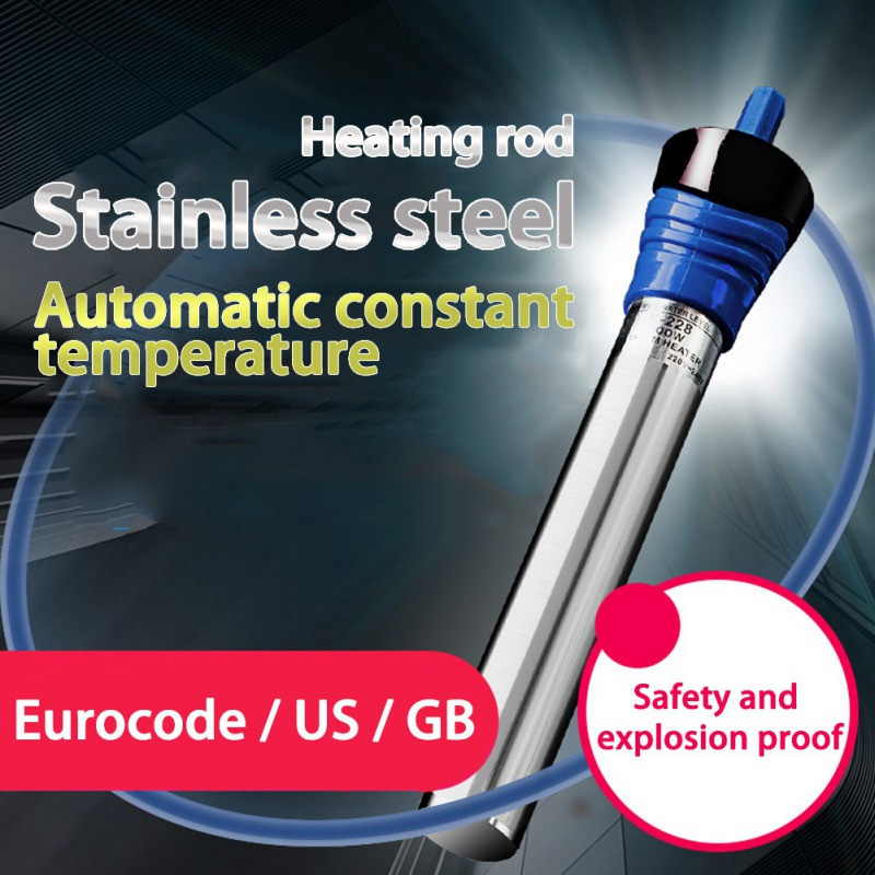 Jaunākais 50 W/100 W/200 W/300 W/500 W nerūsējošā tērauda regulējams akvārija sildītājs, iegremdējams termostats, 220–240 V zivju tvertne