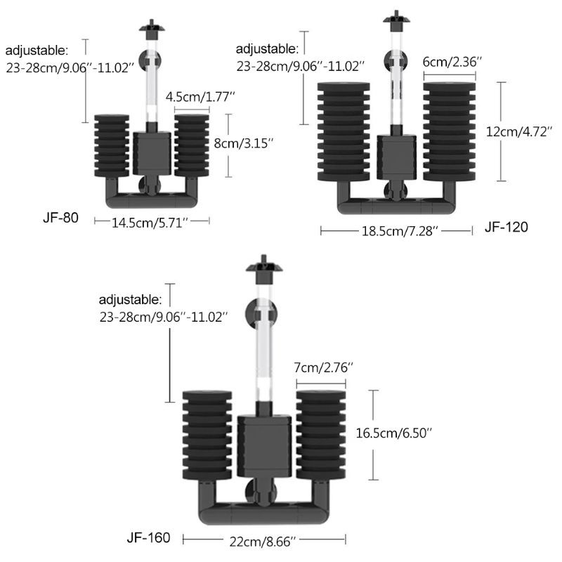 Q1JA Aquarium Υποβρύχια Αντλία Φιλτραρίσματος Διπλή βιοχημική αντλία αέρα δεξαμενής ψαριών σφουγγάρι