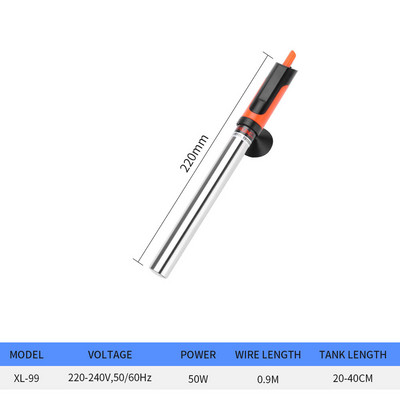 50W ~ 500W akvariumo šildytuvo strypas iš nerūdijančio plieno, reguliuojamas 17-35 laipsnių Celsijaus, kad būtų galima reguliuoti temperatūrą. Šildykite vandenį žuvų bakui