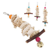 Cușcă pentru păsări pentru animale de companie Jucării de agățat Jucării de mestecat cu oase de sepie realizate manual cu clopoțel pentru papagalii cenușii africani, provizii pentru păsări Budgie