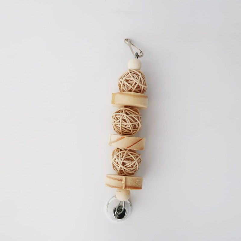 Igračka za žvakanje ptica Prirodne drvene kocke Lopta od ratana Zabava za papige Igračke za papagaja Cockatiel Lovebird Mini Ara