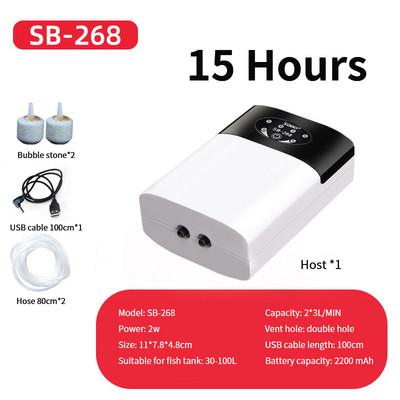 Pompă de aer pentru acvariu Rezervor de pește AC/DC 8800mAH Mini compresor cu zgomot ultra scăzut Pompă de oxigen Încărcare USB în exterior Mergeți la pescuit Camping