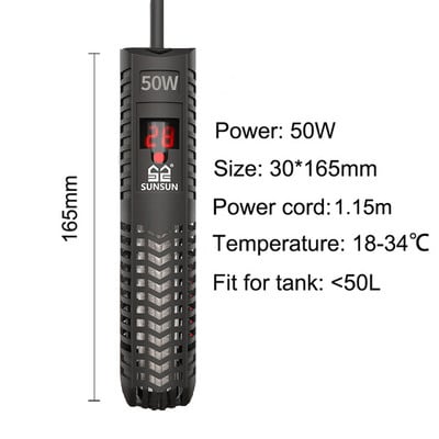 NICREW SUNSUN Încălzitor submersibil pentru acvariu, rezervor de pește, afișaj LCD, reglabil digital, tijă de încălzire a apei, temperatură constantă automată