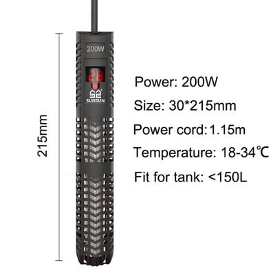 NICREW SUNSUN Încălzitor submersibil pentru acvariu, rezervor de pește, afișaj LCD, reglabil digital, tijă de încălzire a apei, temperatură constantă automată