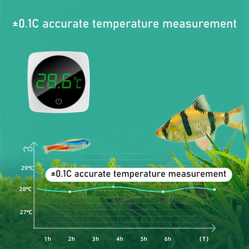 LCD termometar za akvarij, višenamjenski 3D digitalni elektronički mjerač temperature akvarija, elektronički termometar za kutiju za gmazove