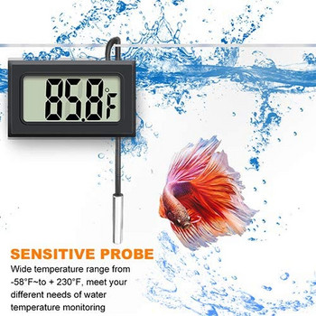 Аквариум Електронен термометър Цифров LCD дисплей Термометър за вода Габарит за температура на сондата Риба Гледане на домашни любимци Инструмент за декорация