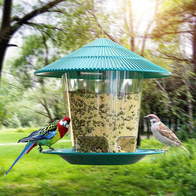 Lindude söötja automaatne jala söötmise tööriist välitingimustes lindude söötja rippuv mutter Söötmine mitme auguga jaoturi hoidja toidukonteiner