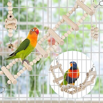 Bird Parrot Swing Toys Set Дъвчащ Стоящ Папагал Костур Хамак Стълба за катерене Клетка за птици Играчки за Вълнисто папагалче Корела Mynah