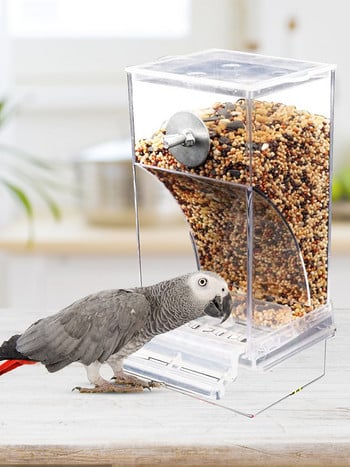 No Mess Bird Feeders Automatic Parrot Feeder Drinker Ακρυλικό δοχείο τροφής για σπόρους Αξεσουάρ κλουβιού για μικρούς και μεσαίους παπαγάλους