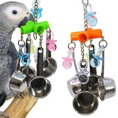1 τεμ Bird Swing Parrot Cockatiel Κλουβί κουταλιού κρεμαστή μπουκιά αναρρίχησης Nibble Chewing Παιχνίδι κατοικίδιων Ασημένιο Πολλαπλό Μικρό Κουτάλι Διακόσμηση