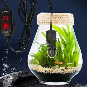 Ενυδρείο Fish Heater Usb Ψηφιακή οθόνη Θερμοκρασία θέρμανσης Ενυδρείο Ρυθμιζόμενη θερμάστρα Small Rod Fish Controller T7e3