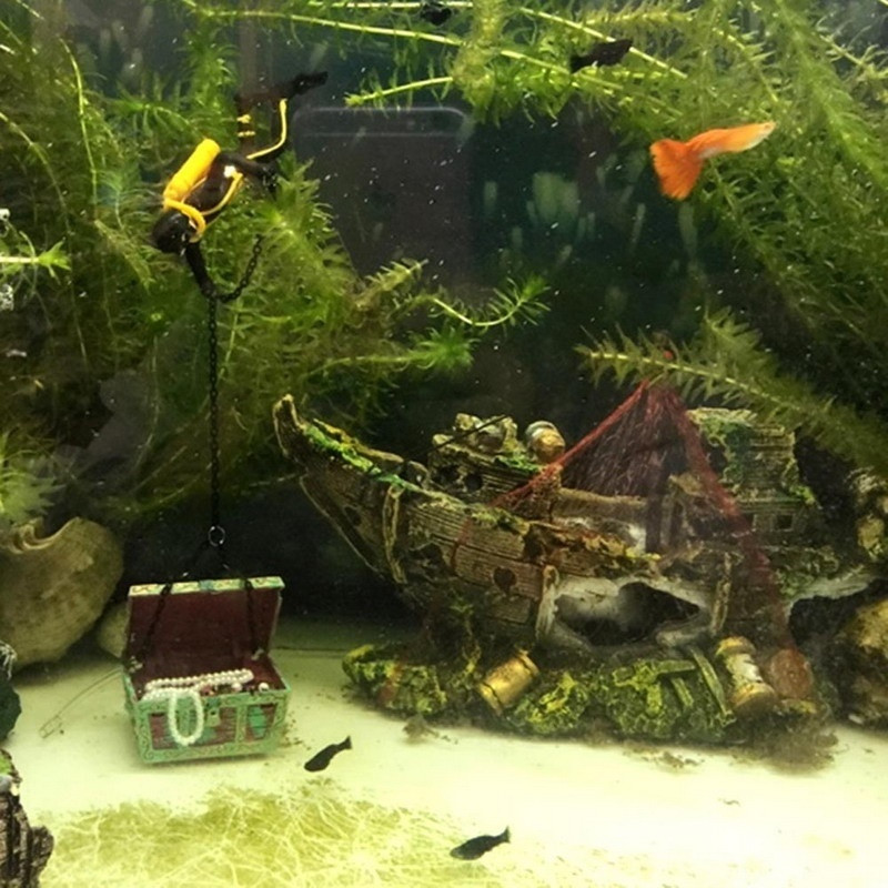 Ukrasi za akvarij Olupina potopljenog broda Razarač jedrilica Fish Tank Dekoracija pećina Dodaci za akvarijume