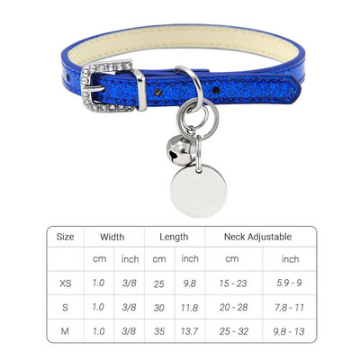Guler din piele Bling pentru pisici cu clopoțel ID personalizat Guler cu nume pentru pisici Cățeluș Câine Mic Accesorii Pisicuțe Colier Chuahua XS S