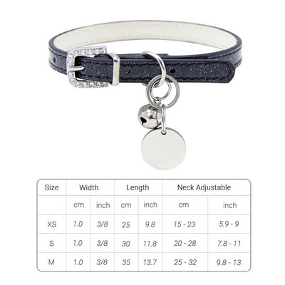 Guler din piele Bling pentru pisici cu clopoțel ID personalizat Guler cu nume pentru pisici Cățeluș Câine Mic Accesorii Pisicuțe Colier Chuahua XS S