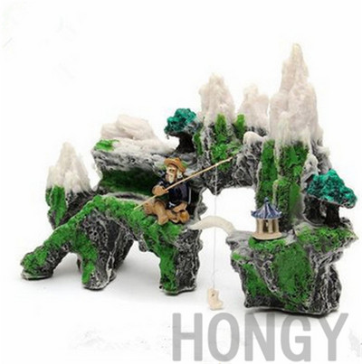 HONGYI 1-osaline akvaariumi haljastus kalapaagi kaunistamine kiviktaimla simulatsioon veetaimede esiplaanil käsitöö